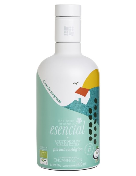 Esencial Verde Temprano Picual BIO Bouteille en verre 500 ml.