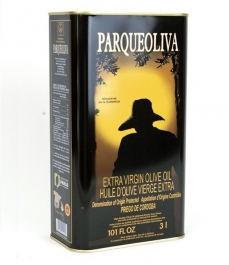 vente d'huile d'olive parqueoliva fond noir est une boîte de 3 litres