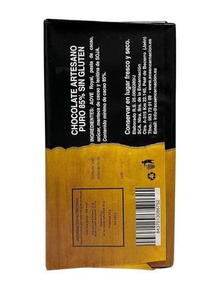SCA Encarnación Chocolate 85% Cacao con AOVE Esencial Royal 115 gr.