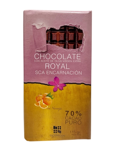 SCA Encarnación Chocolate 70% Cacao con Naranja y AOVE Esencial Royal 115 gr.