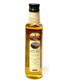 Trespuertas Viejo - botella vidrio con rafia personalizada 250 ml.