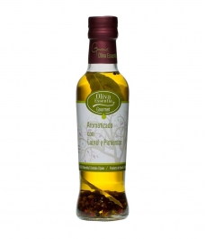 Oliva Essentia Aromatized with Laurel and 4 peppers - Glass bottle 250 ml.