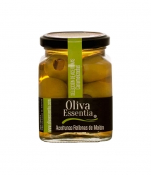 Oliva Essentia Aceituna Gordal caramelizada rellena de Melón - Tarro 300 gr.