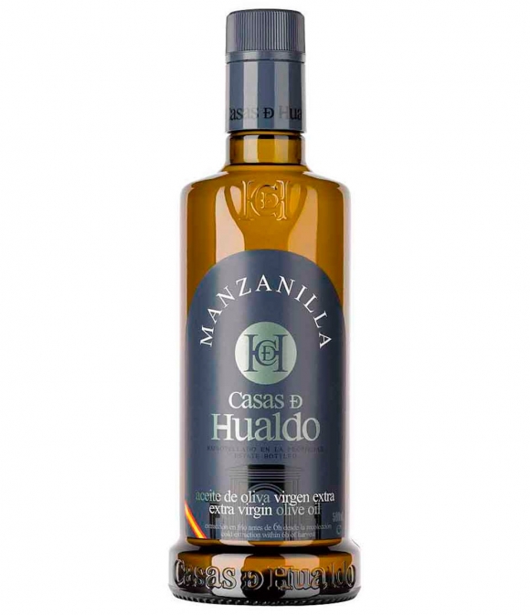 aceite de oliva casas de hualdo manzanilla botella de vidrio de  500ml 