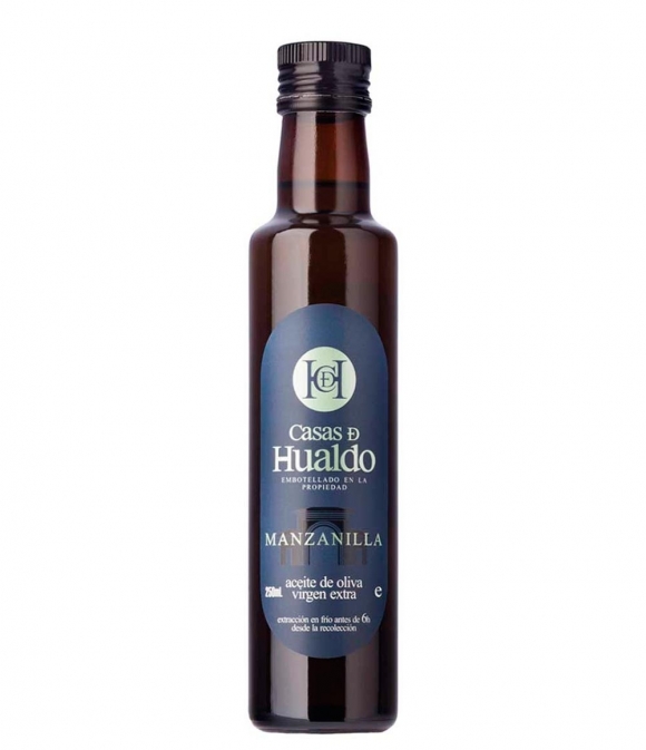 huile d'olive casas de hualdo manzanilla bouteille en verre de  250ml