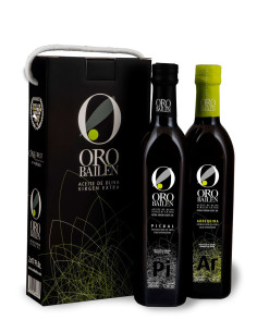 Oro Bailén Arbequina y Picual 2 Botellas 500ML ESTUCHE ASA CORDÓN Oro Bailén Arbequina y Picual 2 Botellas 500ML ESTUCHE ASA CORDÓN