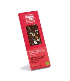 Chocolate Orgániko Chocolate con leche 36% cacao, avellana y piel de naranja de Mallorca 50 gr.