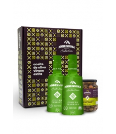 Arbequina Auténtica Caja "Modernista" (Cosecha temprana + Olivas)