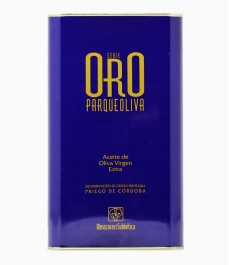 Olivenöl parqueoliva gold series kommt in Dose mit schwarzem Hintergrund in Dose mit 3l Inhalt.