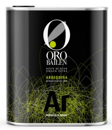 Huile d'olive vierge extra grand format dans un bidon noir de 2,5 litres.