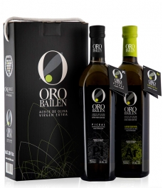 Oro Bailén estuche mixto asa cordón 2x750ml - Arbequina y picual botella vidrio 750ml