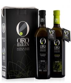 Oro Bailén Arbequina y Picual 2 Botellas 500ML ESTUCHE ASA CORDÓN