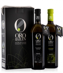 Oro Bailén Arbequina y Picual 2 Botellas 500ML ESTUCHE ASA CORDÓN