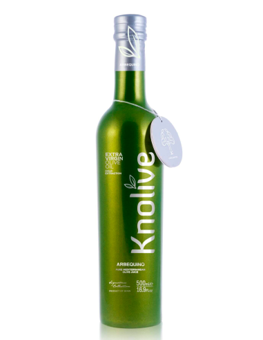 Knolive Arbequino - Botella de vidrio 500 ml.