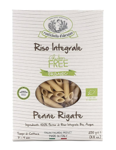 Rustichella D'Abruzzo Penne Rigate de Arroz Integral Sin Gluten BIO - Paquete 250 gr.