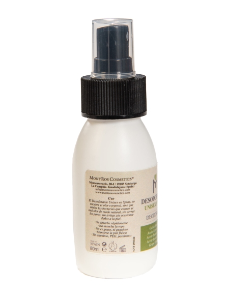 MontRos Cometics Desodorante ecológico Unisex de Aloe vera - Spray 80 ml.