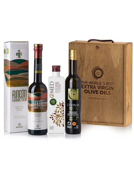 Mejores Aceites del Mundo Olio Award 2022 - Caja madera 3x500 ml.