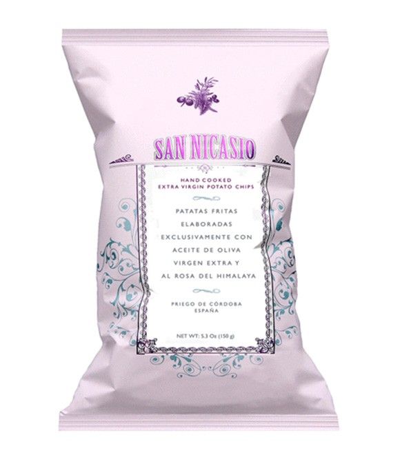 14x San Nicasio Patatas Fritas Con Sal Rosa del Himalaya - Bolsa 150 Gr.