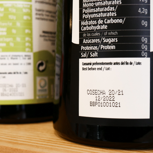 Fecha de consumo preferente del aceite de oliva virgen extra
